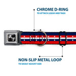 Dog Bone Seatbelt Buckle Collar - Americana Stripe w/Stars Blue/Red/White