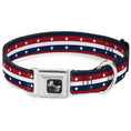 Load image into Gallery viewer, Dog Bone Seatbelt Buckle Collar - Americana Stripe w/Stars Blue/Red/White

