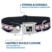 Dog Bone Seatbelt Buckle Collar - Americana Stars & Stripes 6 Blue/White/Red