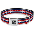 Load image into Gallery viewer, Dog Bone Seatbelt Buckle Collar - Americana Stripe w/Stars2 Blue/Red/White
