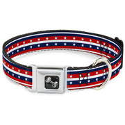 Dog Bone Seatbelt Buckle Collar - Americana Stripe w/Stars2 Blue/Red/White