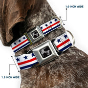 Dog Bone Seatbelt Buckle Collar - Americana Stars & Stripes7 White/Blue/Red
