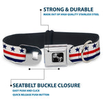 Dog Bone Seatbelt Buckle Collar - Americana Stars & Stripes7 White/Blue/Red