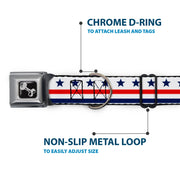 Dog Bone Seatbelt Buckle Collar - Americana Stars & Stripes7 White/Blue/Red