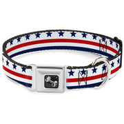 Dog Bone Seatbelt Buckle Collar - Americana Stars & Stripes7 White/Blue/Red