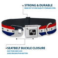 Load image into Gallery viewer, Dog Bone Seatbelt Buckle Collar - Americana Star Stripes Red/White/Blue
