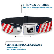 Dog Bone Seatbelt Buckle Collar - American Flag Diagonal