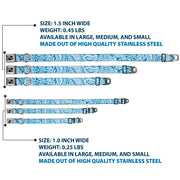 Dog Bone Seatbelt Buckle Collar - Bandana/Skulls Baby Blue/White