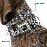 Dog Bone Seatbelt Buckle Collar - Bandana/Skulls Black/White