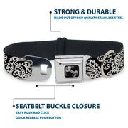 Dog Bone Seatbelt Buckle Collar - Bandana/Skulls Black/White