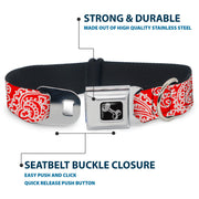 Dog Bone Seatbelt Buckle Collar - Bandana/Skulls Red/White