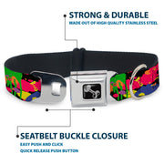 Dog Bone Seatbelt Buckle Collar - BD Paint Splatter Black/Neon