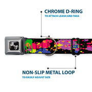 Dog Bone Seatbelt Buckle Collar - BD Paint Splatter Black/Neon