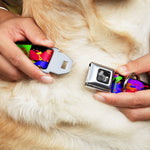 Dog Bone Seatbelt Buckle Collar - BD Paint Splatter Black/Neon