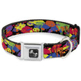 Load image into Gallery viewer, Dog Bone Seatbelt Buckle Collar - BD Paint Splatter Black/Neon
