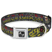 Dog Bone Seatbelt Buckle Collar - Born to Raise Hell Gray