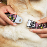 Dog Bone Seatbelt Buckle Collar - Born to Raise Hell Pink