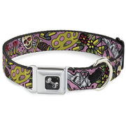 Dog Bone Seatbelt Buckle Collar - Born to Raise Hell Pink