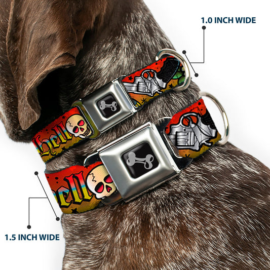 Dog Bone Seatbelt Buckle Collar - Born to Raise Hell Red