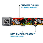 Dog Bone Seatbelt Buckle Collar - Born to Raise Hell Red