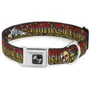 Dog Bone Seatbelt Buckle Collar - Born to Raise Hell Red