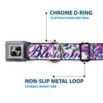 Dog Bone Seatbelt Buckle Collar - Born to Blossom Blue