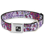 Dog Bone Seatbelt Buckle Collar - Born to Blossom Blue