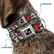 Dog Bone Seatbelt Buckle Collar - Born to Blossom White