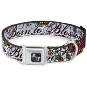 Dog Bone Seatbelt Buckle Collar - Born to Blossom White