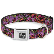 Dog Bone Seatbelt Buckle Collar - Born to Blossom CLOSE-UP Pink