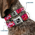 Load image into Gallery viewer, Dog Bone Seatbelt Buckle Collar - Born to Blossom CLOSE-UP White
