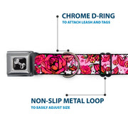 Dog Bone Seatbelt Buckle Collar - Born to Blossom CLOSE-UP White