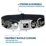 Dog Bone Seatbelt Buckle Collar - Born to Raise Hell Black/White