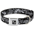 Load image into Gallery viewer, Dog Bone Seatbelt Buckle Collar - Born to Raise Hell Black/White
