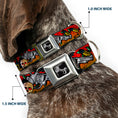 Load image into Gallery viewer, Dog Bone Seatbelt Buckle Collar - Born to Raise Hell CLOSE-UP Red
