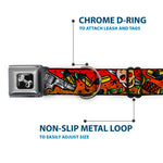 Dog Bone Seatbelt Buckle Collar - Born to Raise Hell CLOSE-UP Red