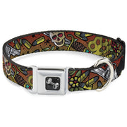 Dog Bone Seatbelt Buckle Collar - Born to Raise Hell CLOSE-UP Red