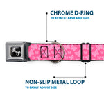 Dog Bone Seatbelt Buckle Collar - Butterflies Pink