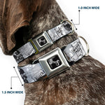 Dog Bone Seatbelt Buckle Collar - BD Skull w/Roses