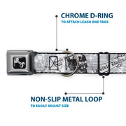 Dog Bone Seatbelt Buckle Collar - BD Skull w/Roses