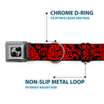 Dog Bone Seatbelt Buckle Collar - Bandana/Skulls Black/Red