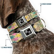 Dog Bone Seatbelt Buckle Collar - BD Monogram Tan/Multi Neon