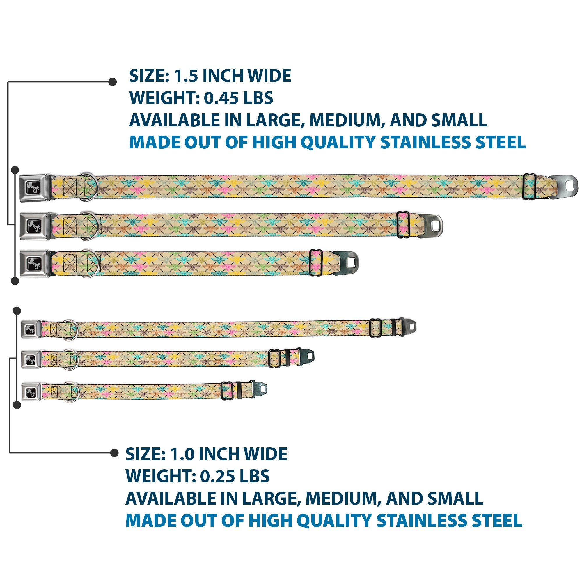 Dog Bone Seatbelt Buckle Collar - BD Monogram Tan/Multi Neon