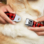 Dog Bone Seatbelt Buckle Collar - Buffalo Plaid Black/Red
