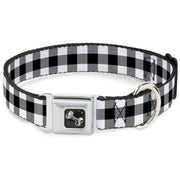 Dog Bone Seatbelt Buckle Collar - Buffalo Plaid Black/White