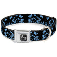 Load image into Gallery viewer, Dog Bone Seatbelt Buckle Collar - Butterfly Garden Black/Blue
