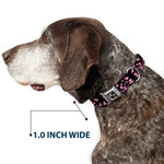 Dog Bone Seatbelt Buckle Collar - Butterfly Garden Black/Pink