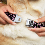 Dog Bone Seatbelt Buckle Collar - Butterfly Garden Black/Pink