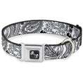 Load image into Gallery viewer, Dog Bone Seatbelt Buckle Collar - Bandana/Skulls White/Black
