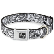 Dog Bone Seatbelt Buckle Collar - Bandana/Skulls White/Black